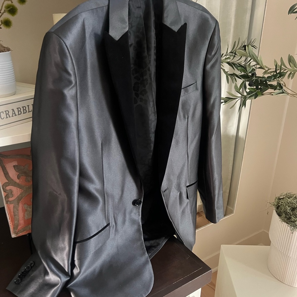 Elegant Charcoal and Black Men's Blazer